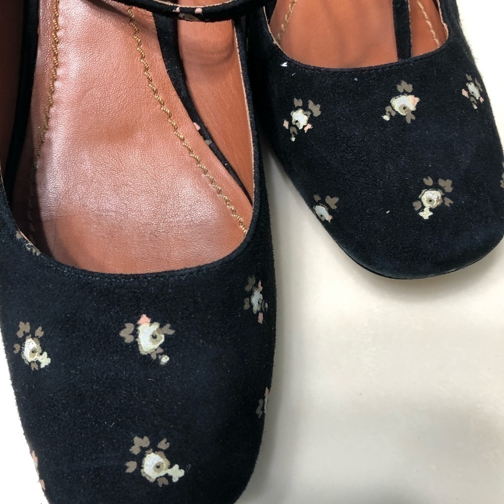 Coach shoes black Ankle Strap Pump Prairie floral chunky heel cottagecore chic - Picture 7 of 16